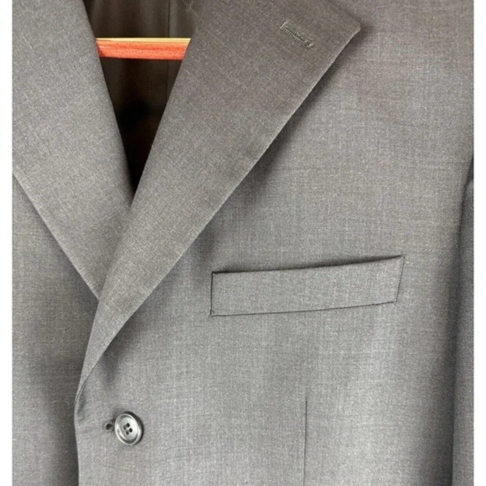 SANTORELLI‎ Linen Blu Pronton Mens Blazer 42R Fine Merino Wool Black Super 140's